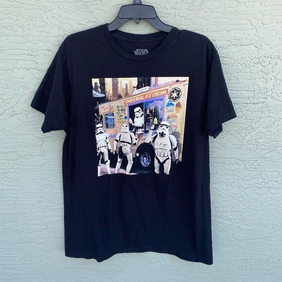 Star Wars Stormtrooper Ice Cream Graphic T-Shirt Black Sz L - Picture 1 of 6